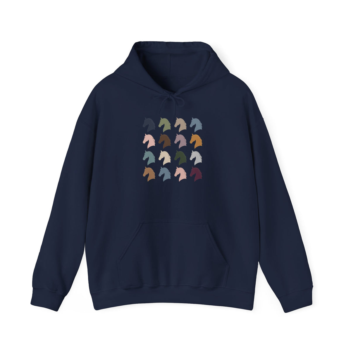 Minimal horse head pattern hoodie in pastel tones