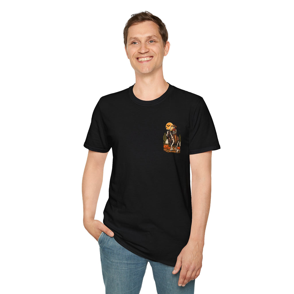 Western Halloween Skeleton Cowboy Horse T-Shirt – Spooky Equestrian Tee