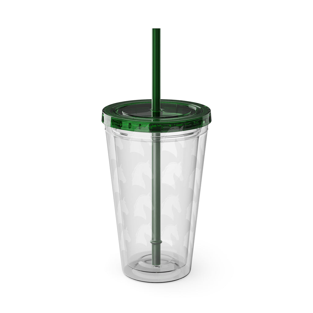 Horse Head Pattern Tumbler — 16oz Insulated Straw Cup
