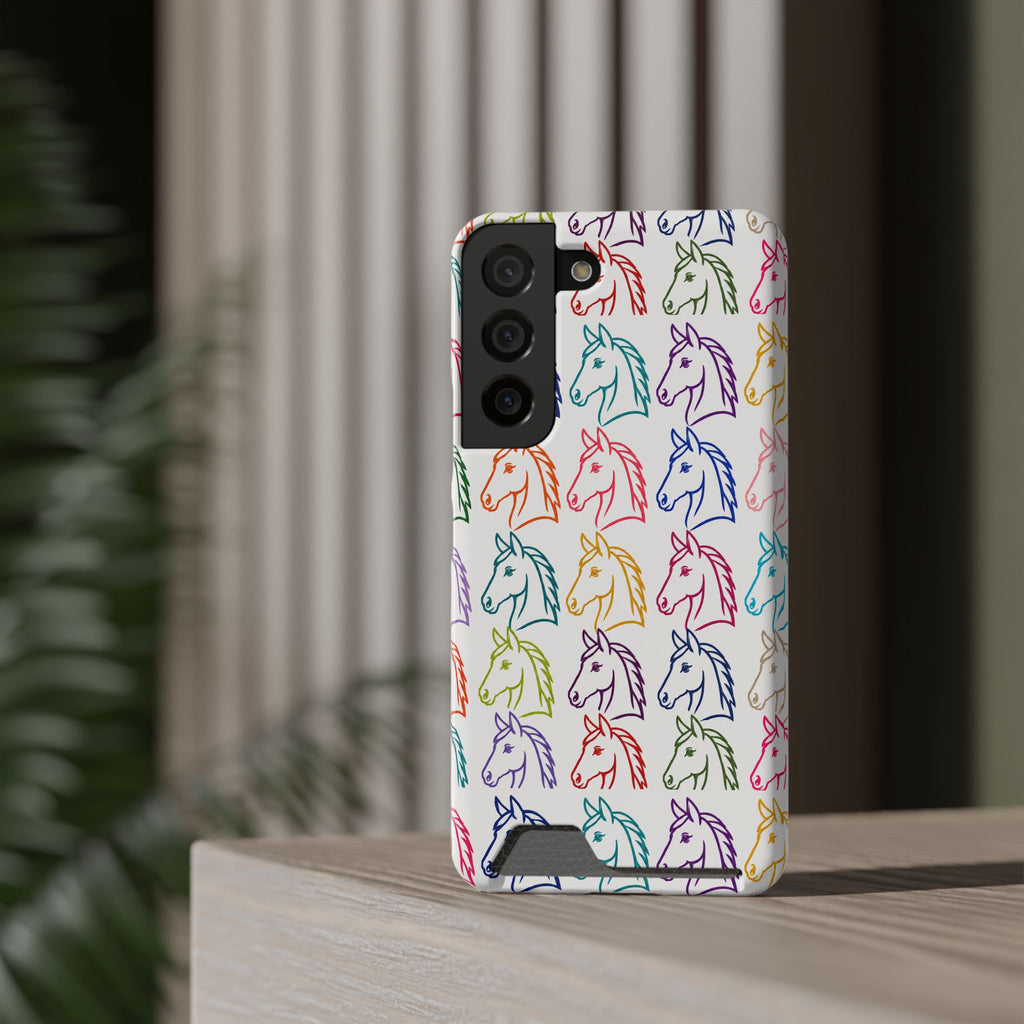 Colorful Horse Pattern Phone Case | Equestrian Horse Lover Slim Wallet Phone Case