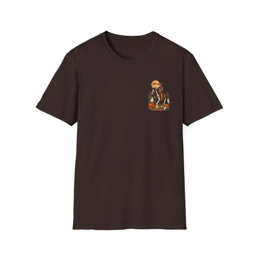 Western Halloween Skeleton Cowboy Horse T-Shirt – Spooky Equestrian Tee