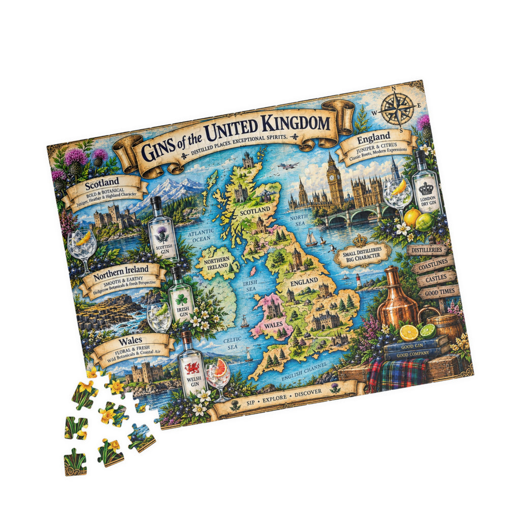Gins of the United Kingdom jigsaw puzzle map
