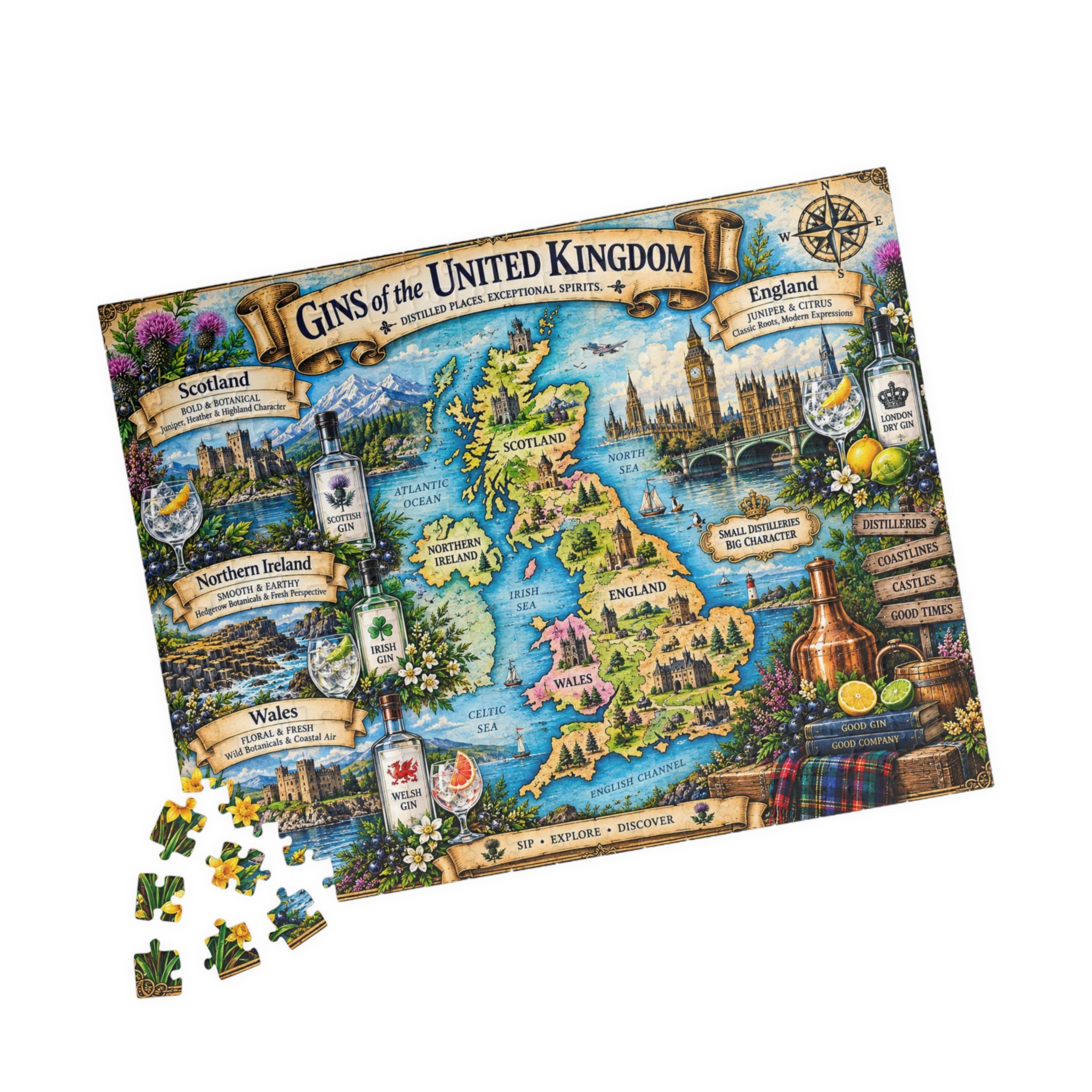 Gins of the United Kingdom jigsaw puzzle map