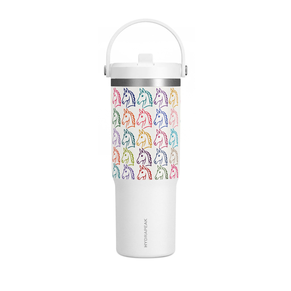 32oz Horse Head Pattern Travel Tumbler – Colorful Pastel Horse Design, Insulated Nomad Cup