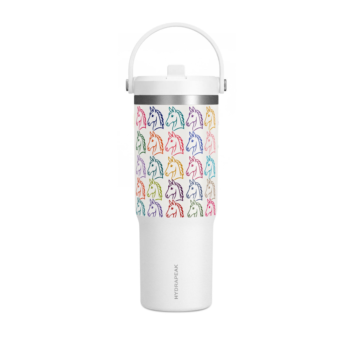 32oz Horse Head Pattern Travel Tumbler – Colorful Pastel Horse Design, Insulated Nomad Cup
