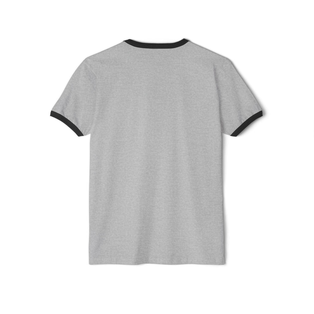 Disc golf ringer tee with retro raccoon graphic