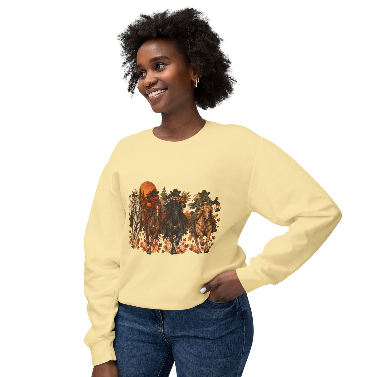Fall Horse Sweatshirt, Western Cowgirl Autumn Crewneck, Horse Lover Gift, Equestrian Fall Sweatshirt