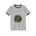 Disc golf ringer tee with retro raccoon graphic