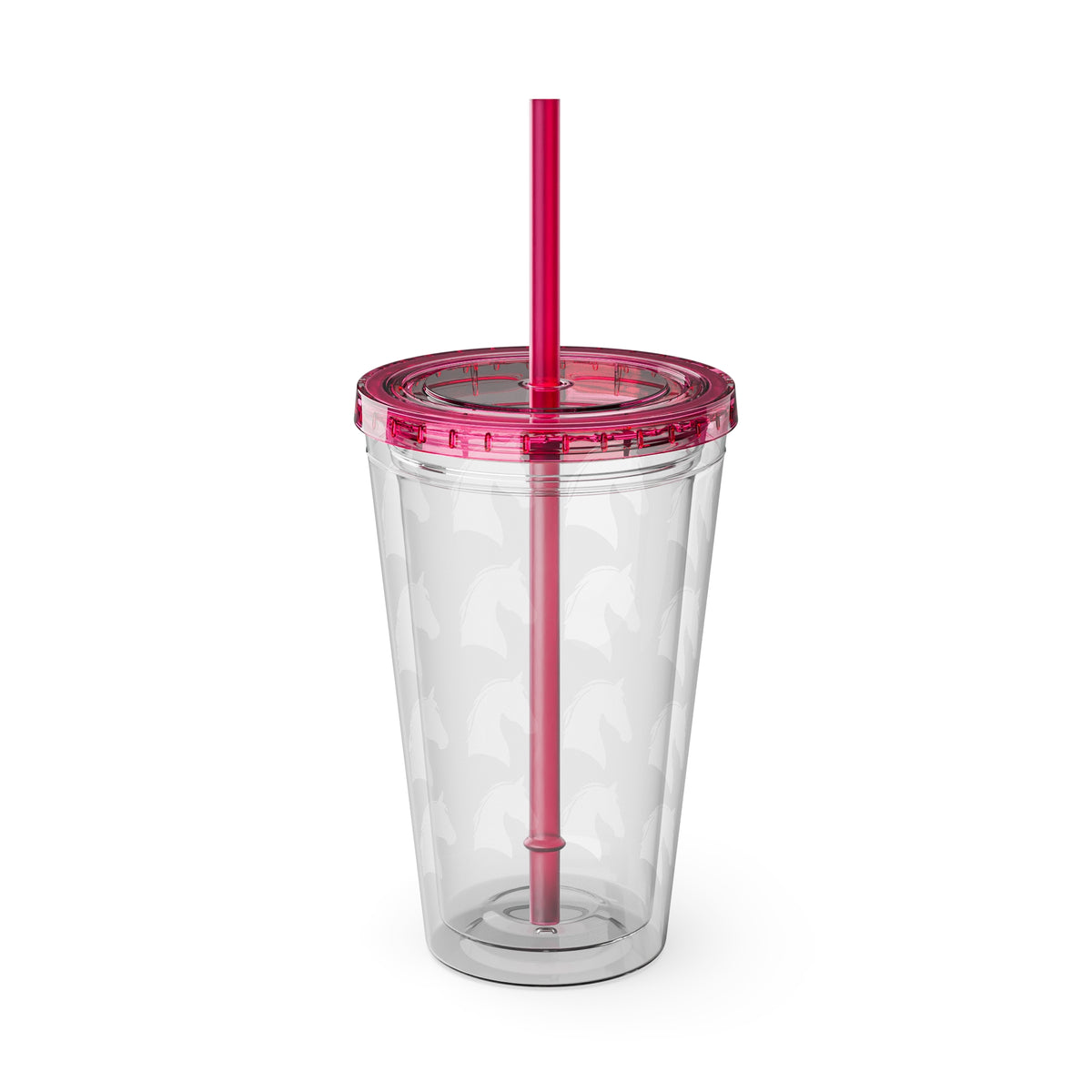 Horse Head Pattern Tumbler — 16oz Insulated Straw Cup