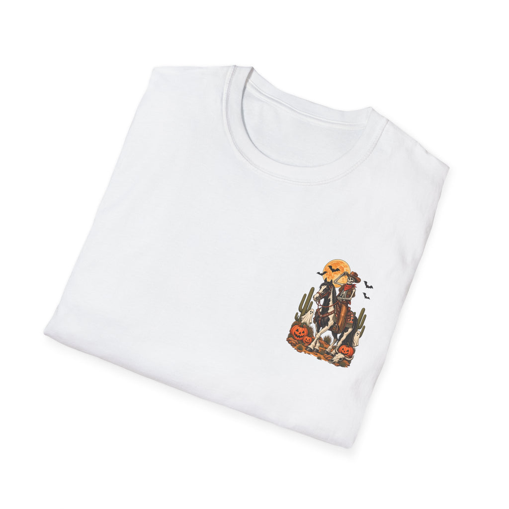 Western Halloween Skeleton Cowboy Horse T-Shirt – Spooky Equestrian Tee