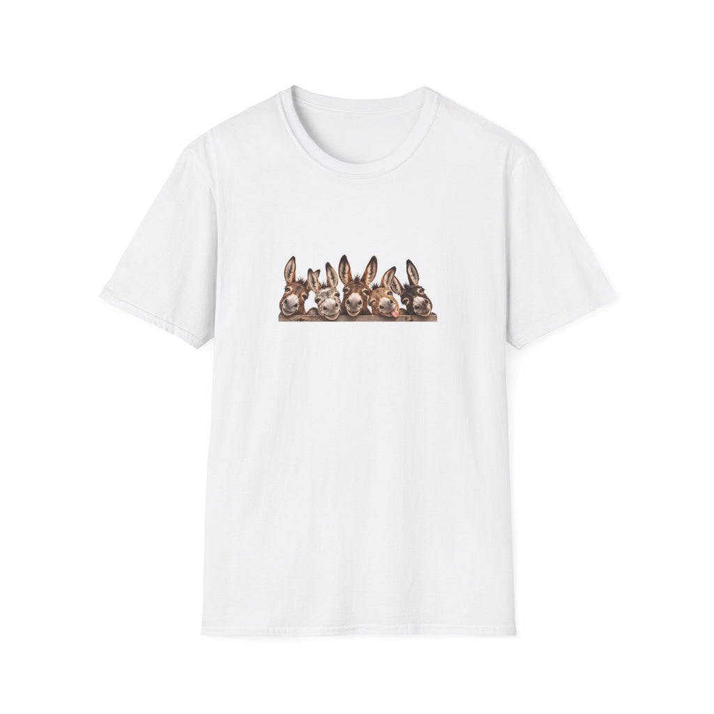 Donkey Row T-Shirt — Cute Peeking Donkeys Graphic Tee