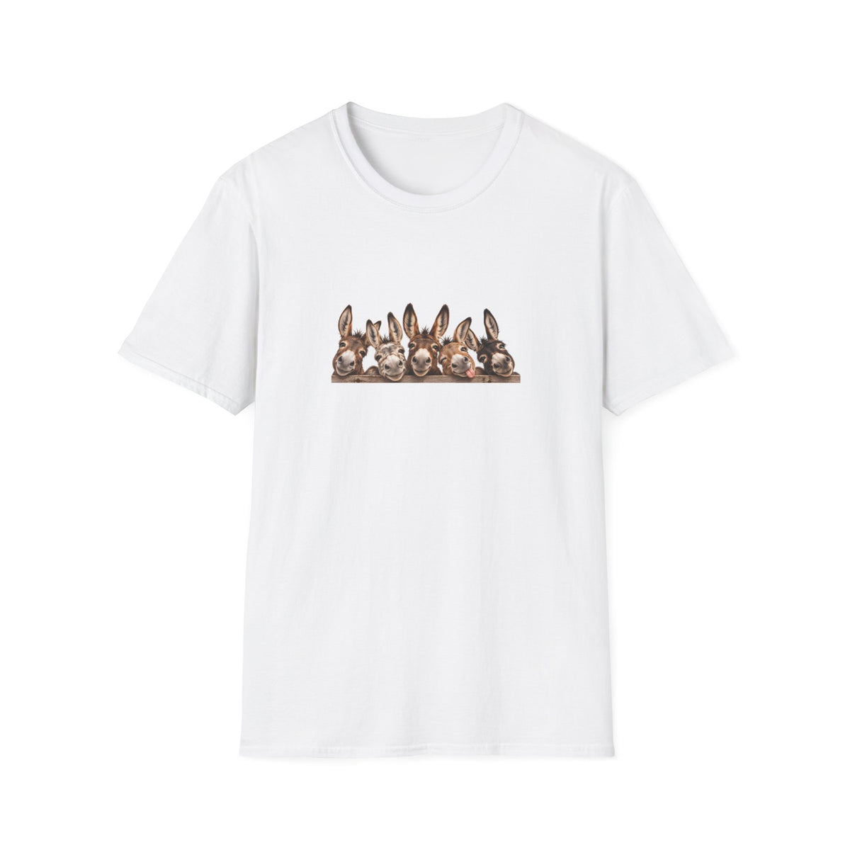 Donkey Row T-Shirt — Cute Peeking Donkeys Graphic Tee