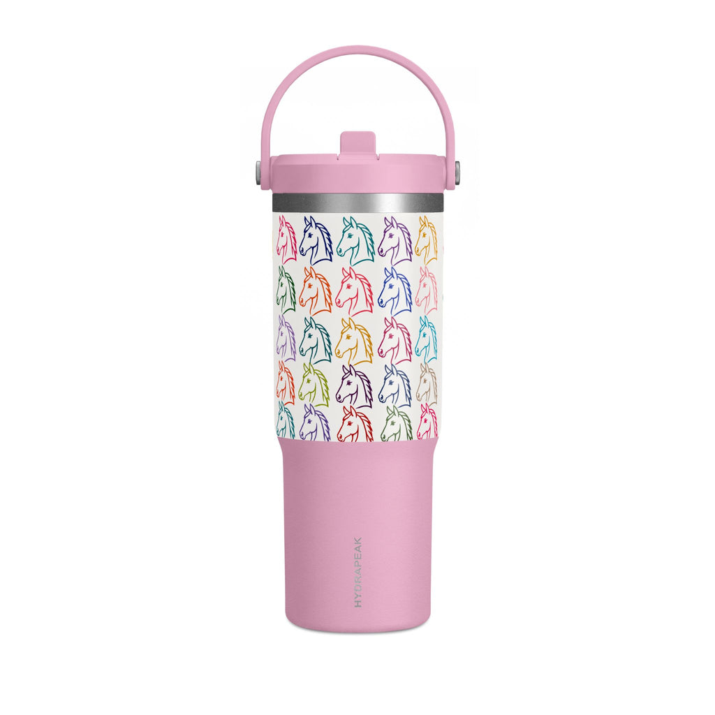32oz Horse Head Pattern Travel Tumbler – Colorful Pastel Horse Design, Insulated Nomad Cup