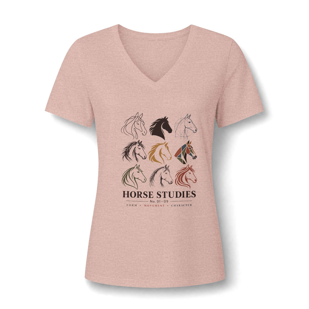 Horse Studies Women's V-Neck Tee — Stylized Horse Head Art
