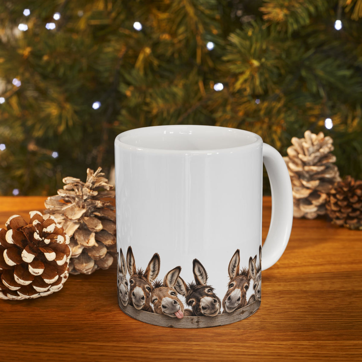 Donkey Friends Ceramic Mug (11oz & 15oz) - Cute Farm Animal Coffee Cup