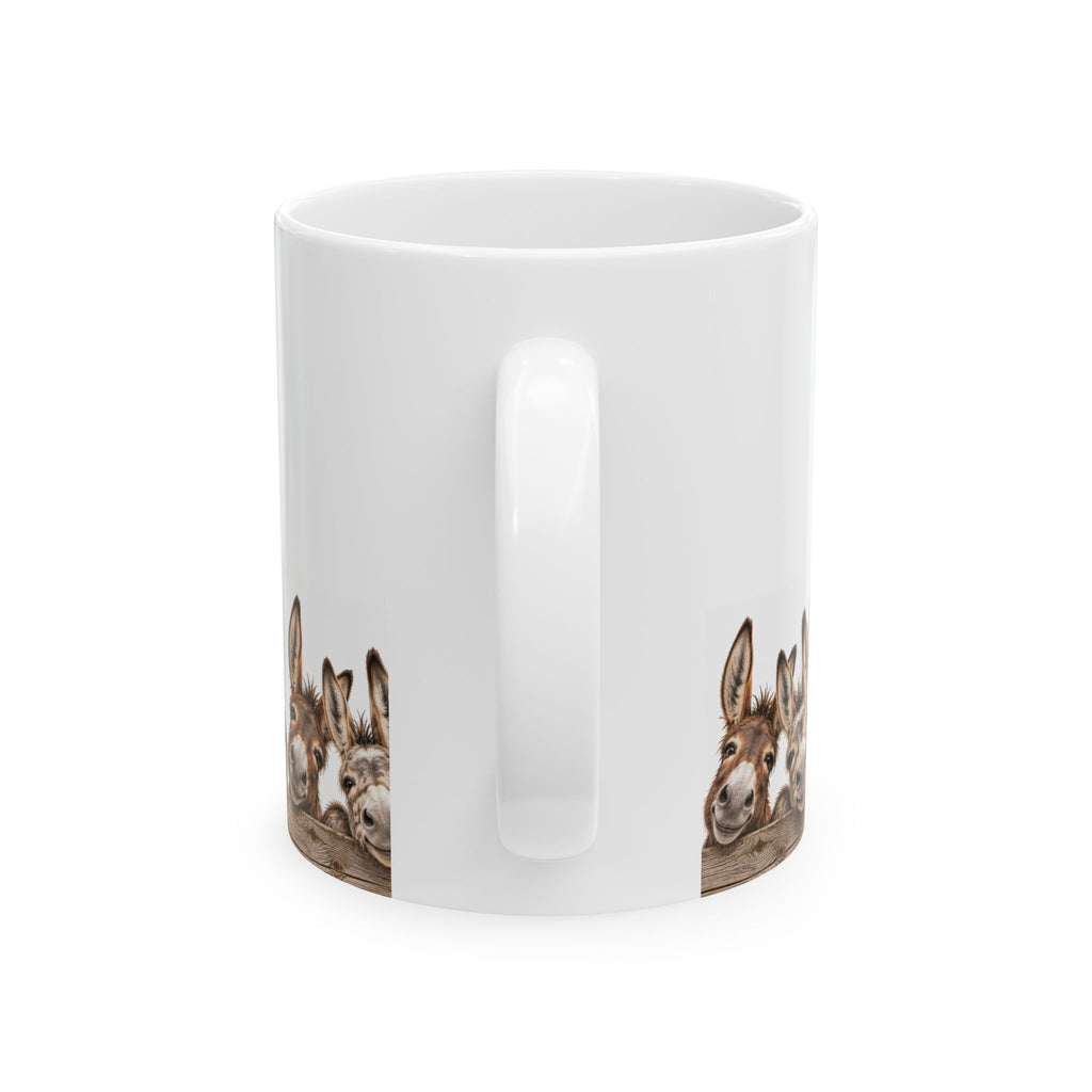 Donkey Friends Ceramic Mug (11oz & 15oz) - Cute Farm Animal Coffee Cup