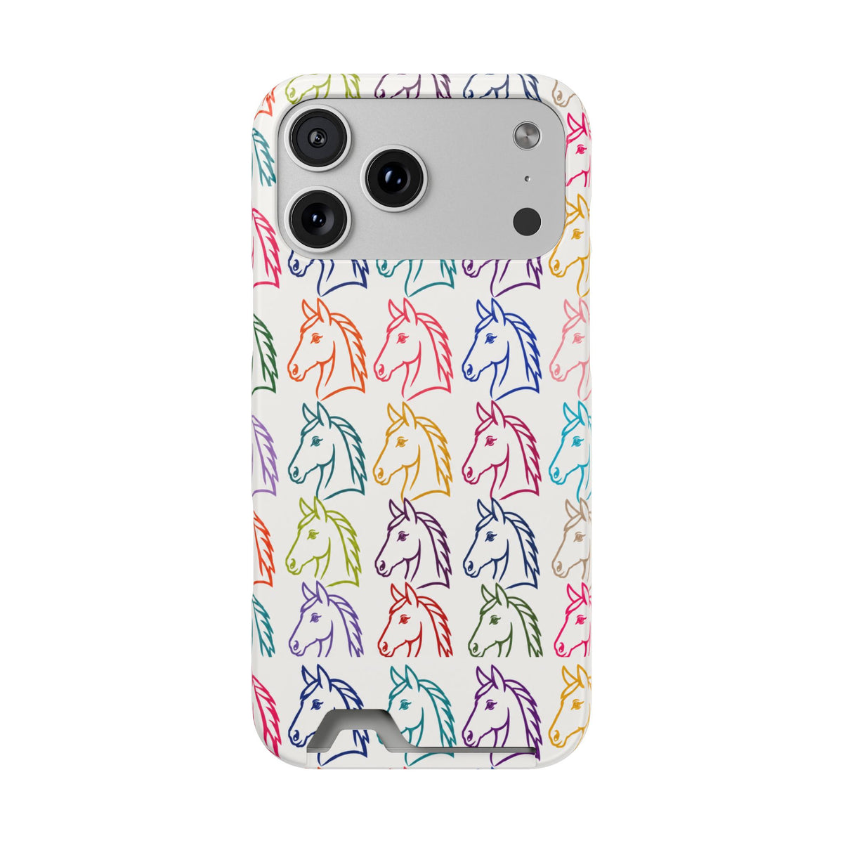Colorful Horse Pattern Phone Case | Equestrian Horse Lover Slim Wallet Phone Case