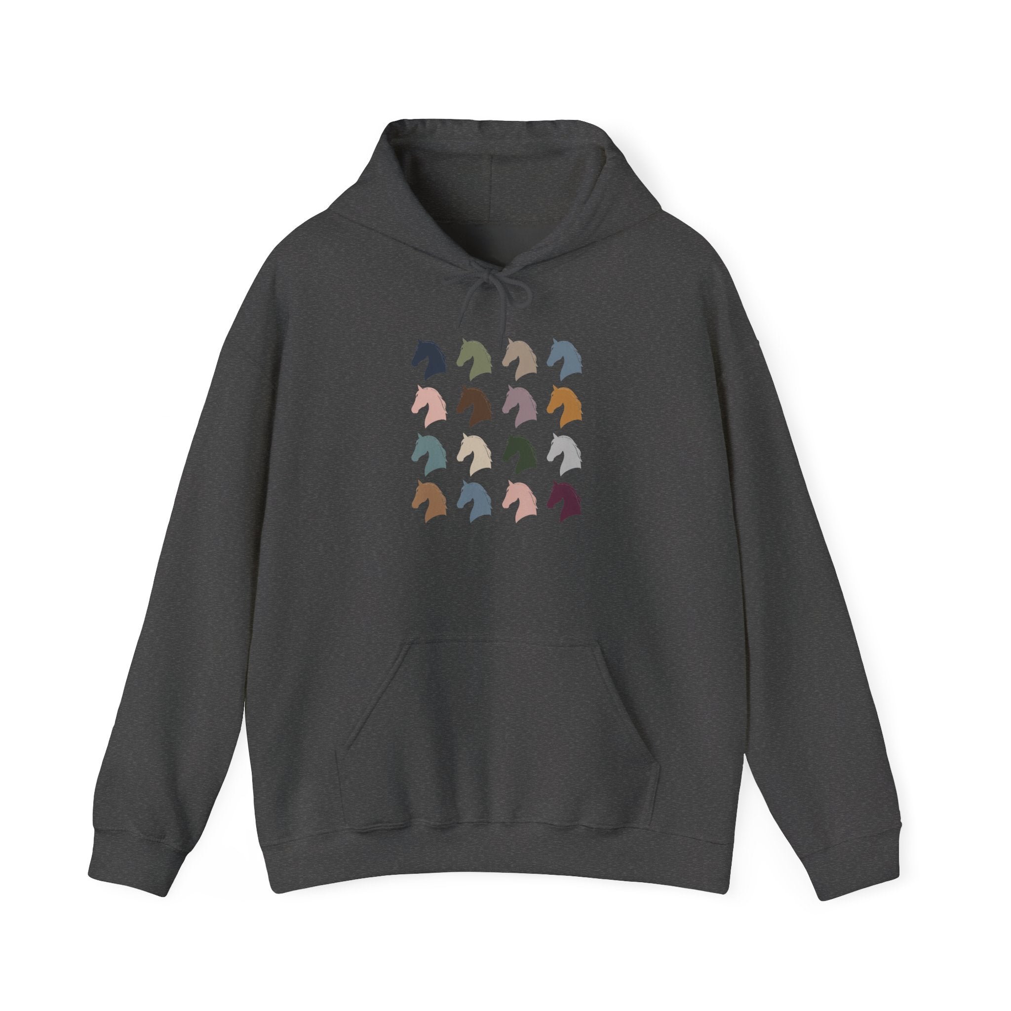 Minimal horse head pattern hoodie in pastel tones