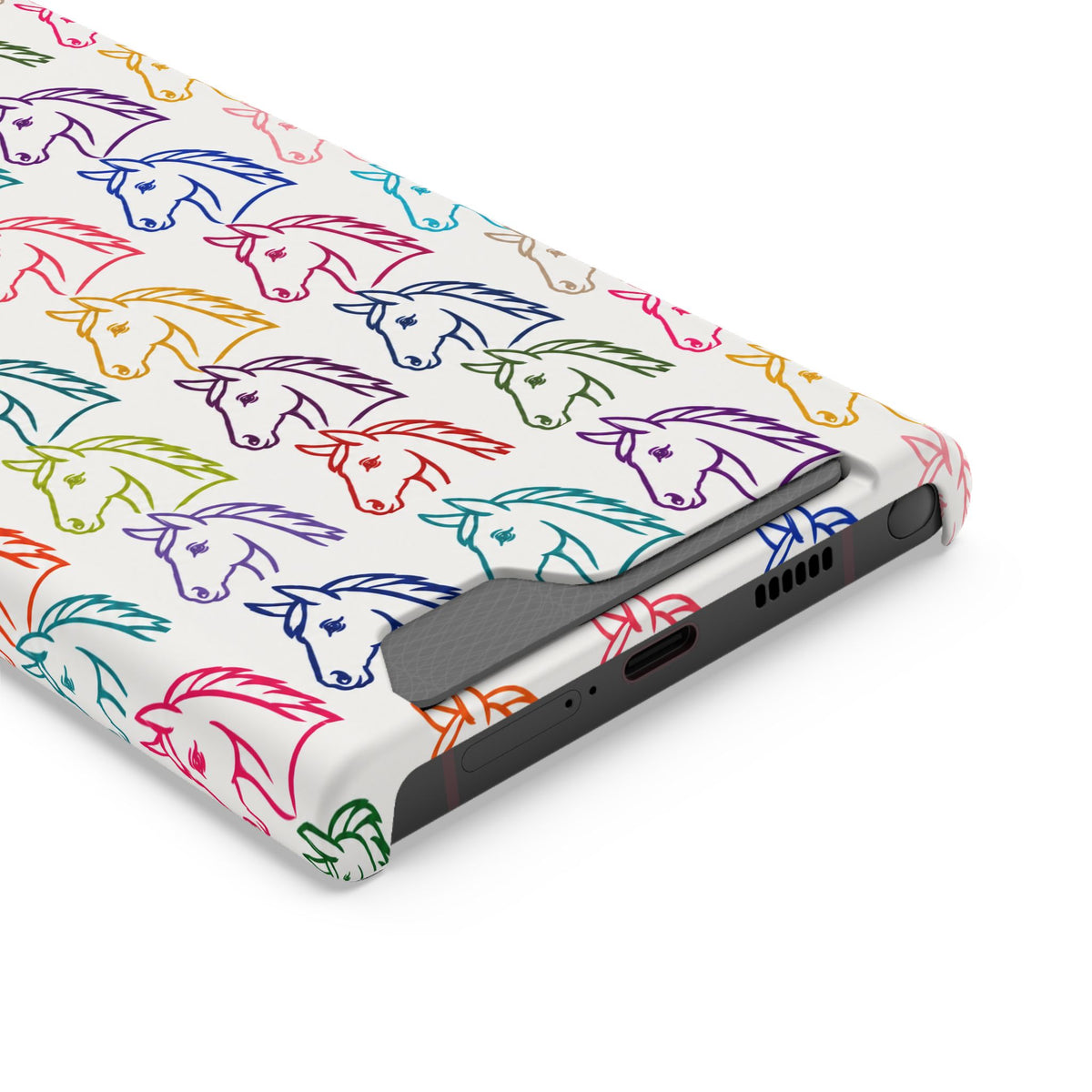Colorful Horse Pattern Phone Case | Equestrian Horse Lover Slim Wallet Phone Case
