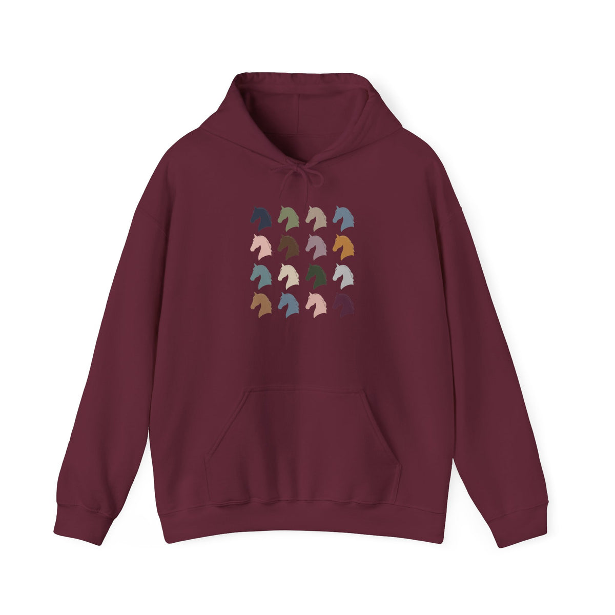 Minimal horse head pattern hoodie in pastel tones