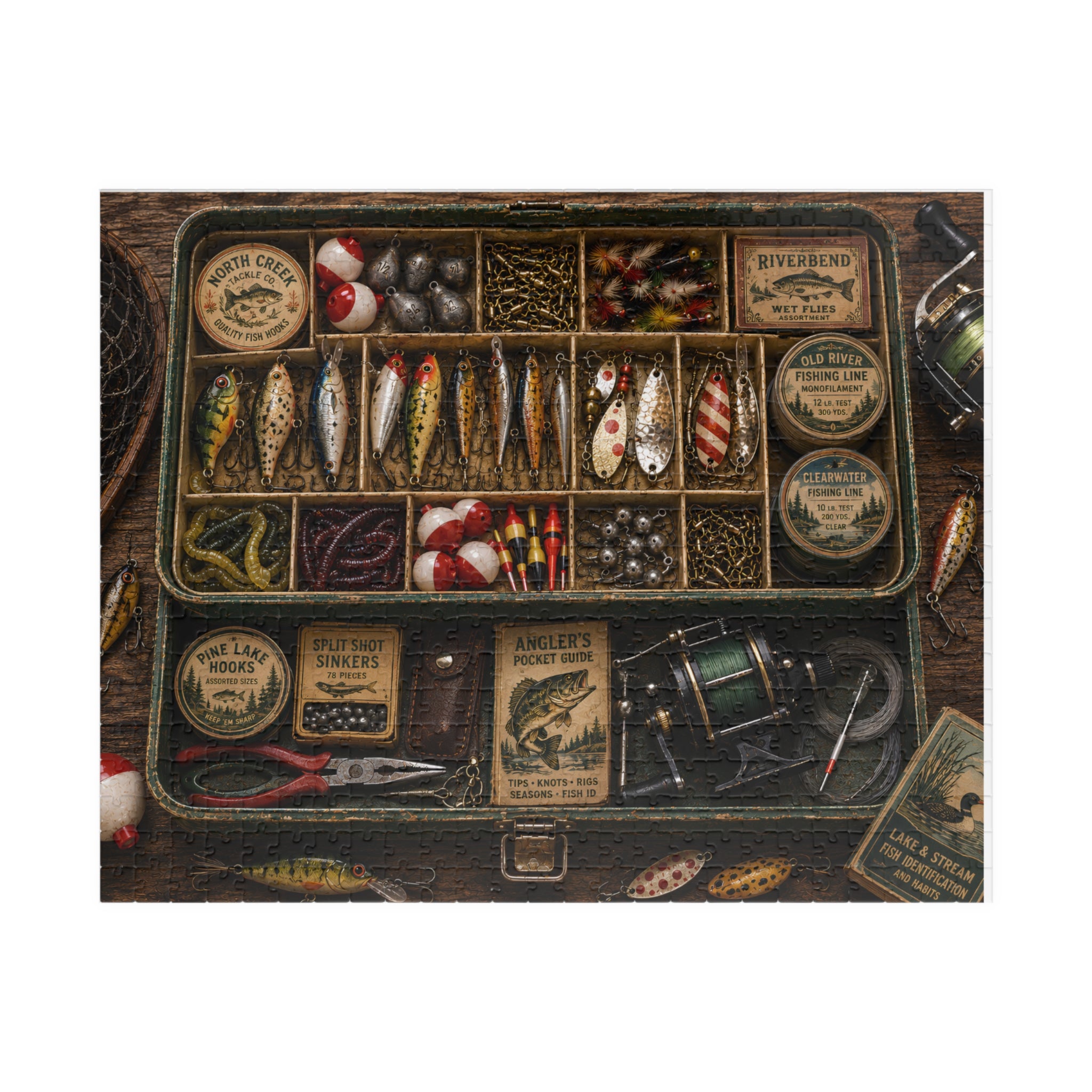 Vintage fishing tackle jigsaw puzzle artwork