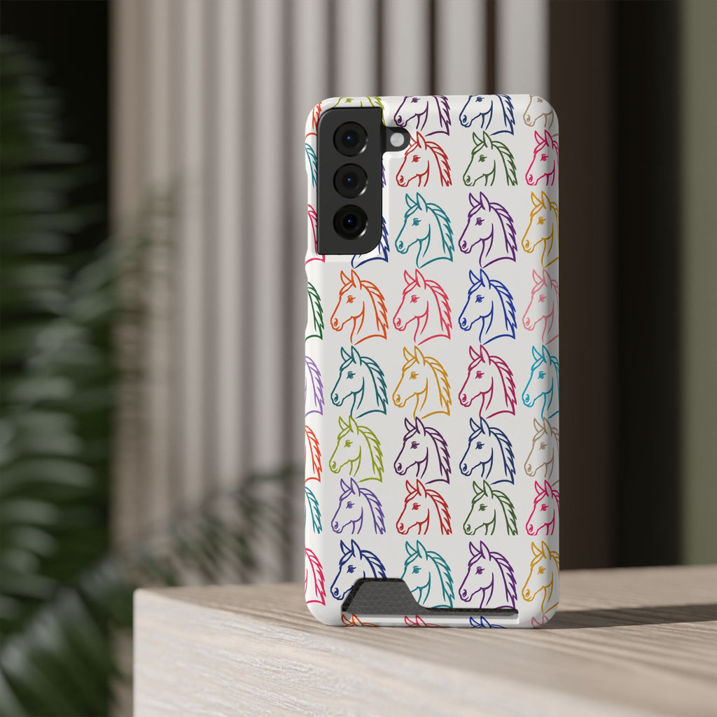 Colorful Horse Pattern Phone Case | Equestrian Horse Lover Slim Wallet Phone Case