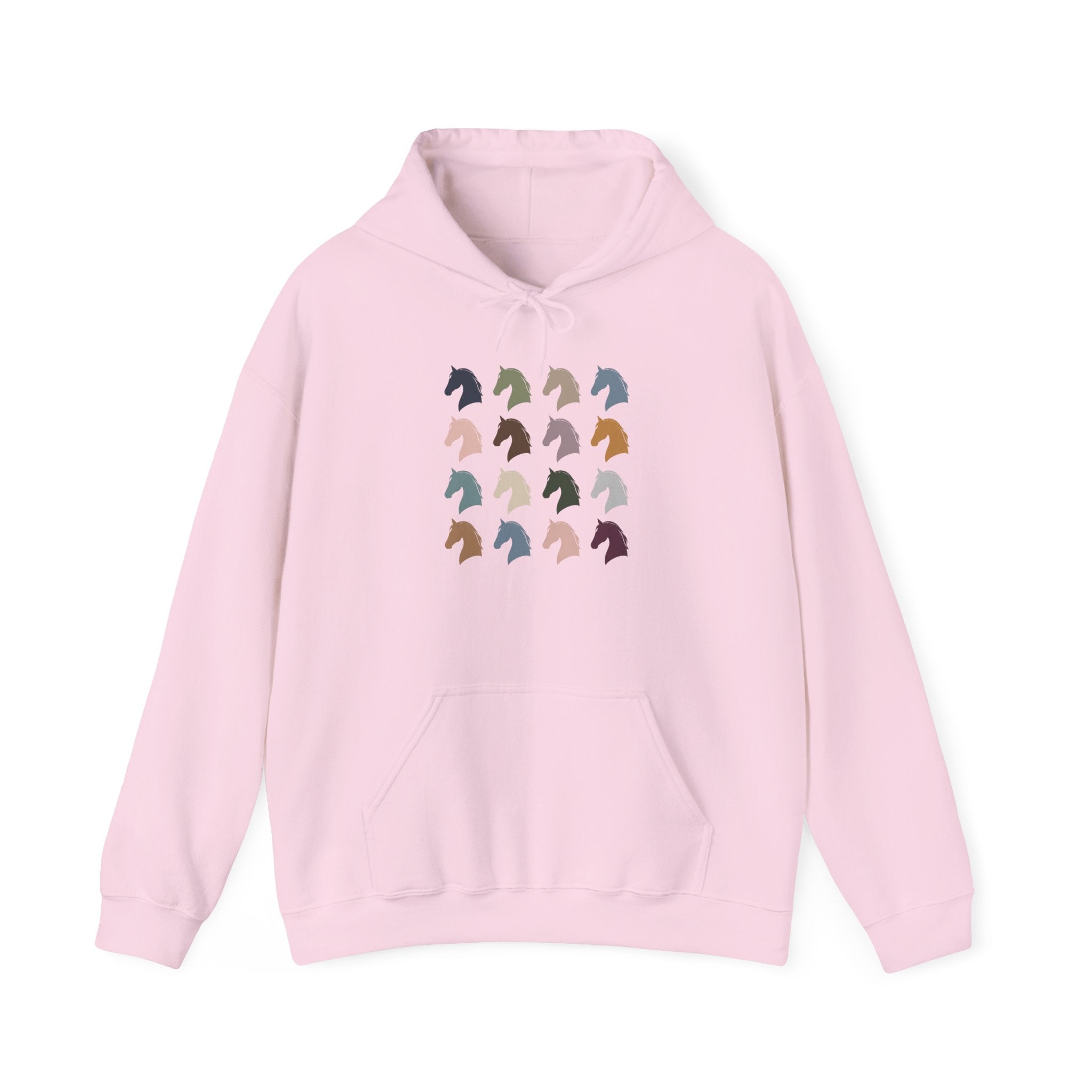 Minimal horse head pattern hoodie in pastel tones