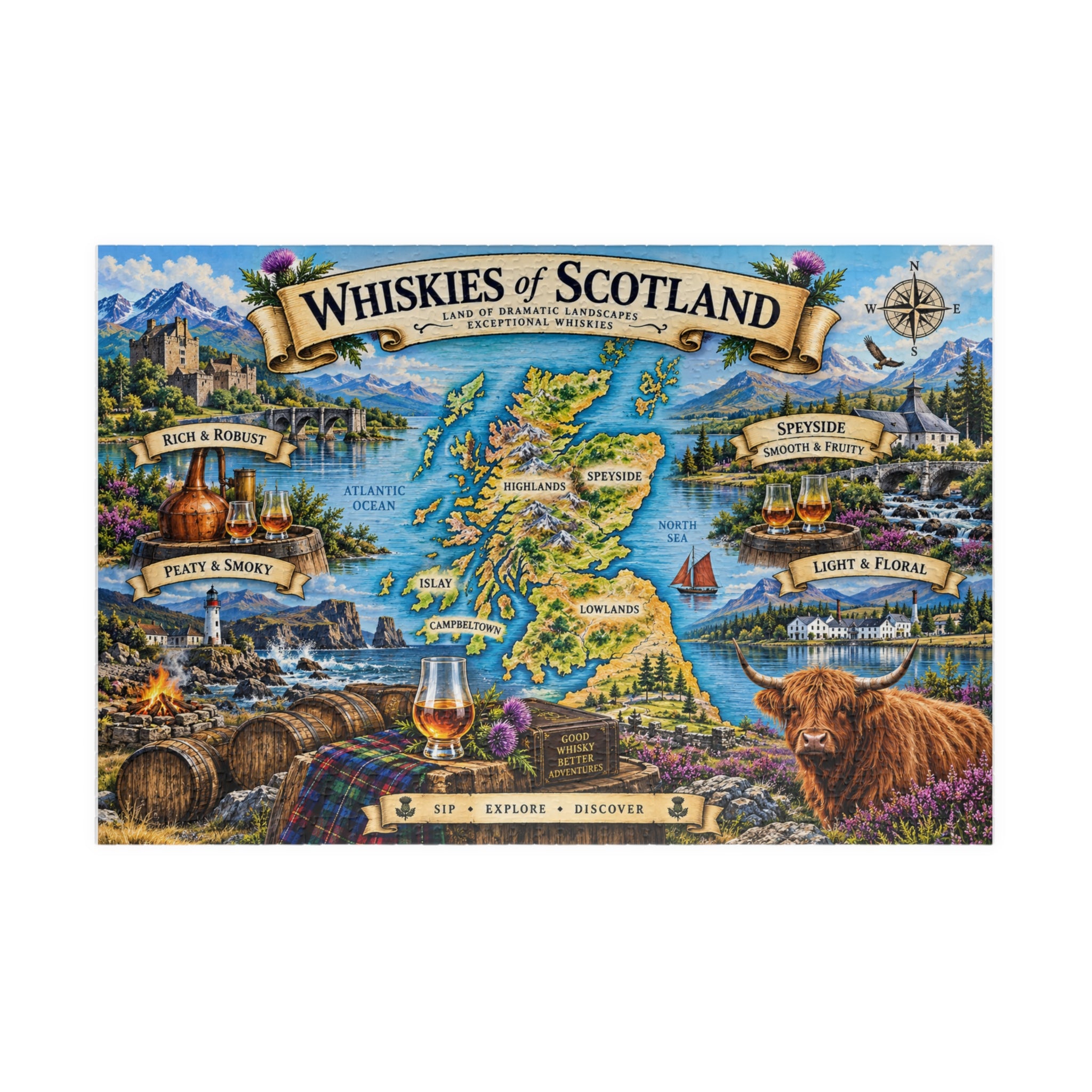 Whiskies of Scotland jigsaw puzzle map