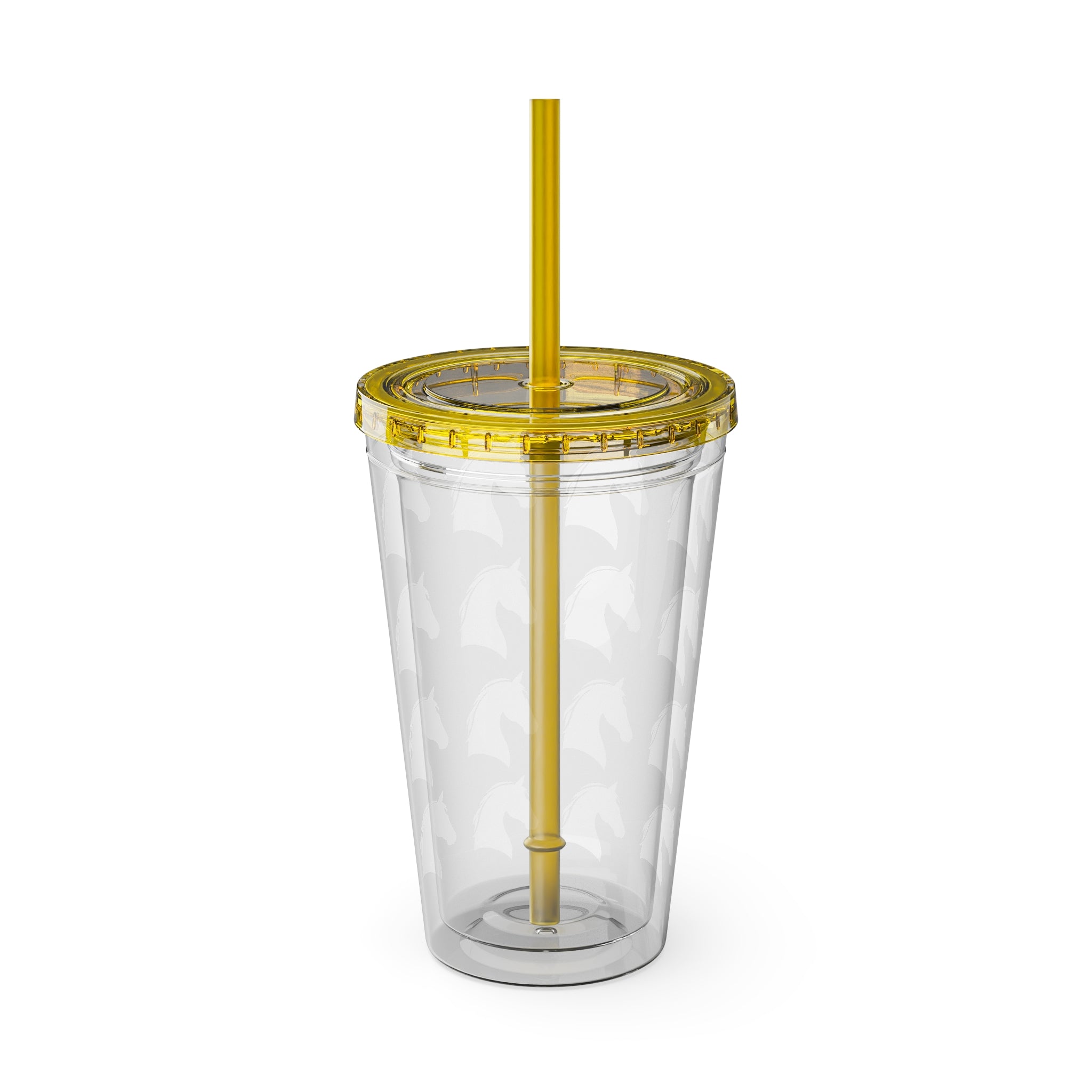 Horse Head Pattern Tumbler — 16oz Insulated Straw Cup