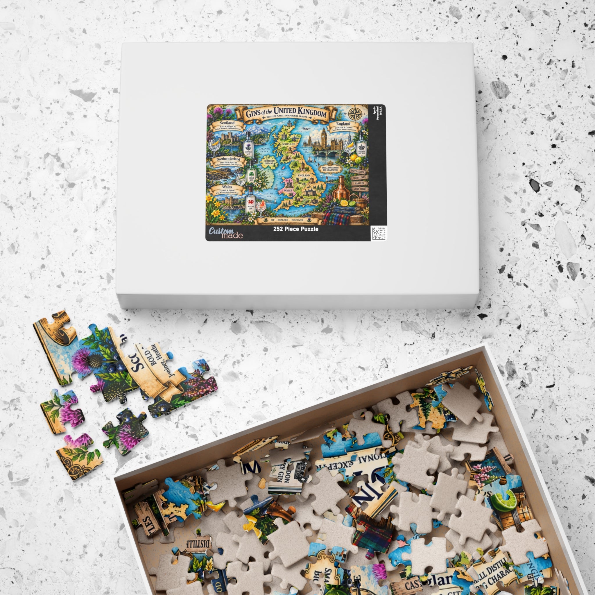 Gins of the United Kingdom jigsaw puzzle map