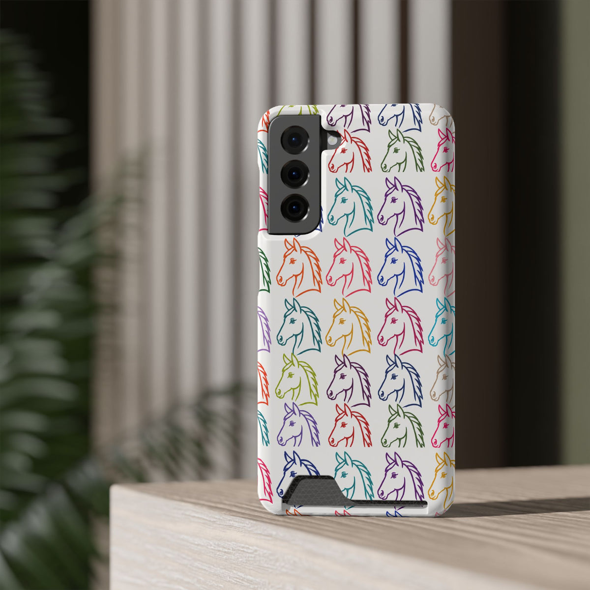 Colorful Horse Pattern Phone Case | Equestrian Horse Lover Slim Wallet Phone Case
