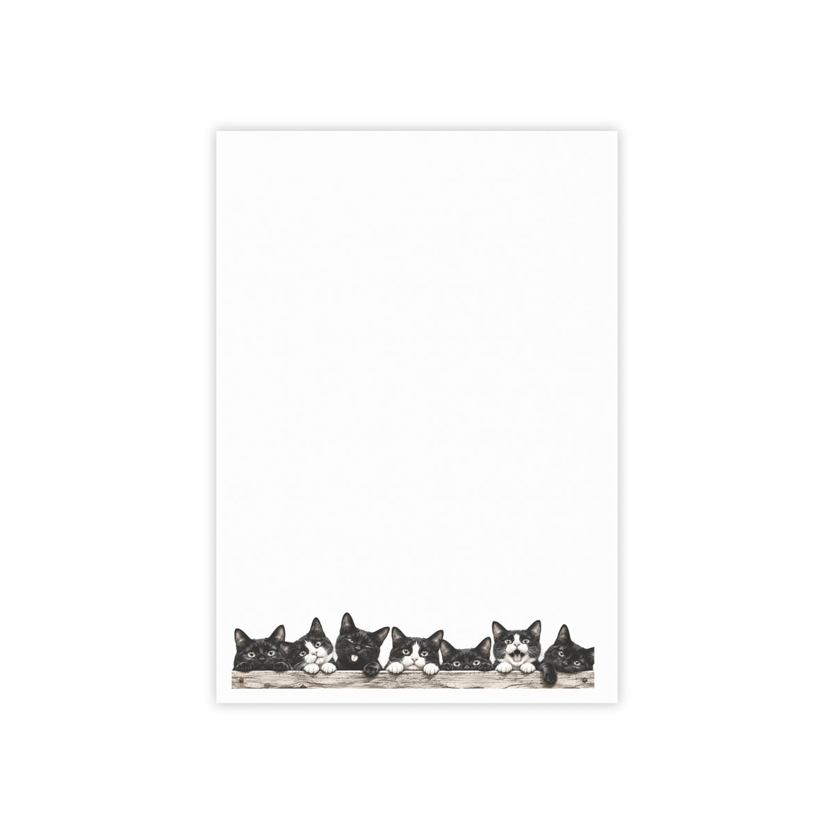 Cute Cat Sticky Notes – Black & White Kitty Notepad | 3x3 & 4x6￼￼
