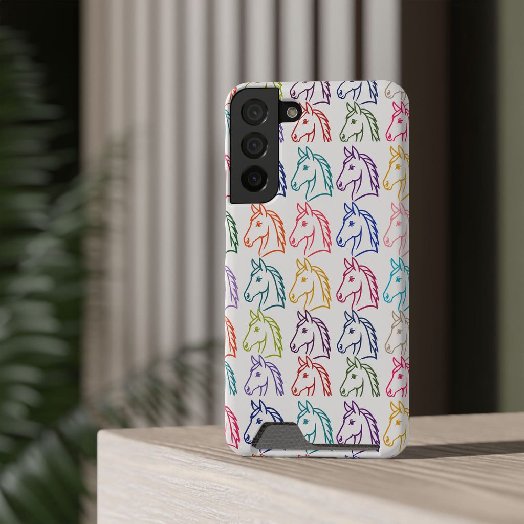 Colorful Horse Pattern Phone Case | Equestrian Horse Lover Slim Wallet Phone Case