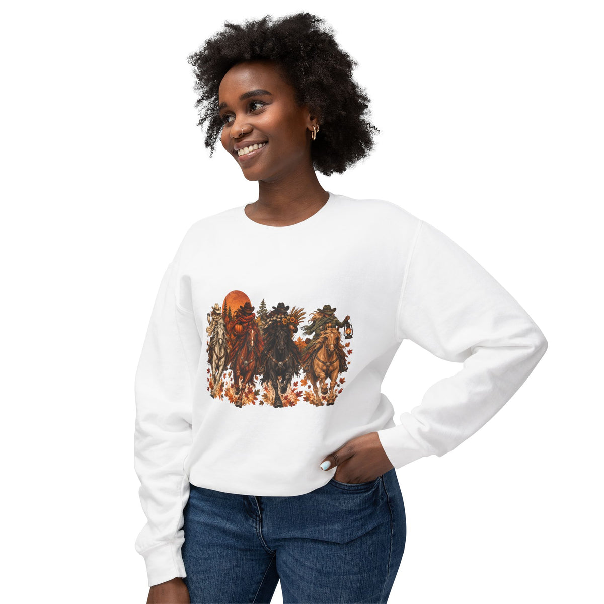 Fall Horse Sweatshirt, Western Cowgirl Autumn Crewneck, Horse Lover Gift, Equestrian Fall Sweatshirt