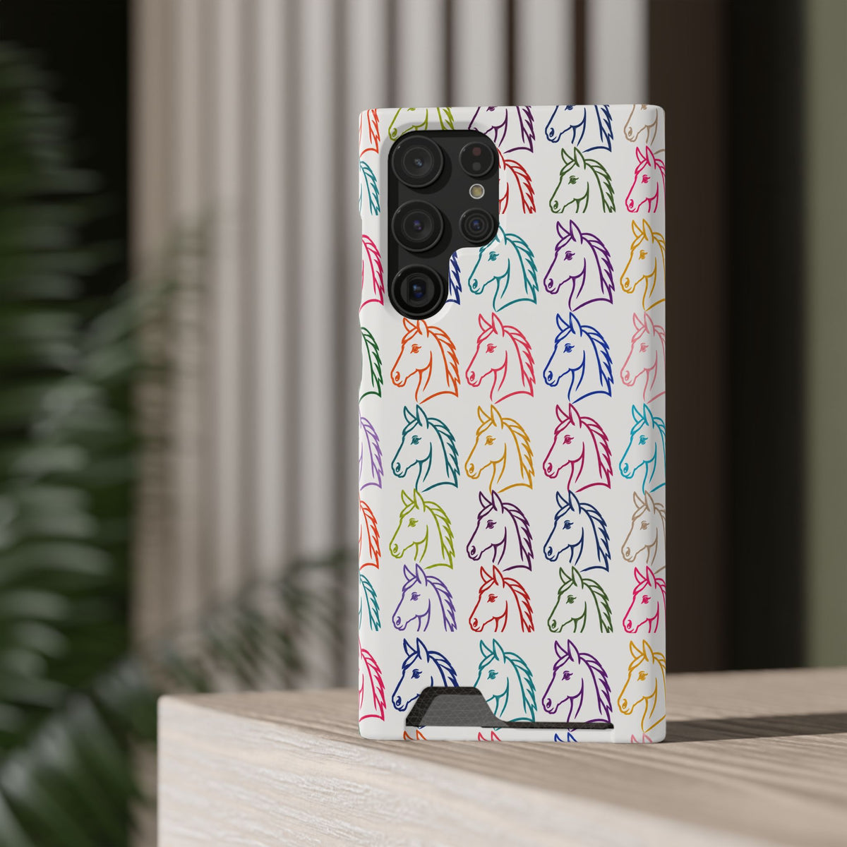 Colorful Horse Pattern Phone Case | Equestrian Horse Lover Slim Wallet Phone Case