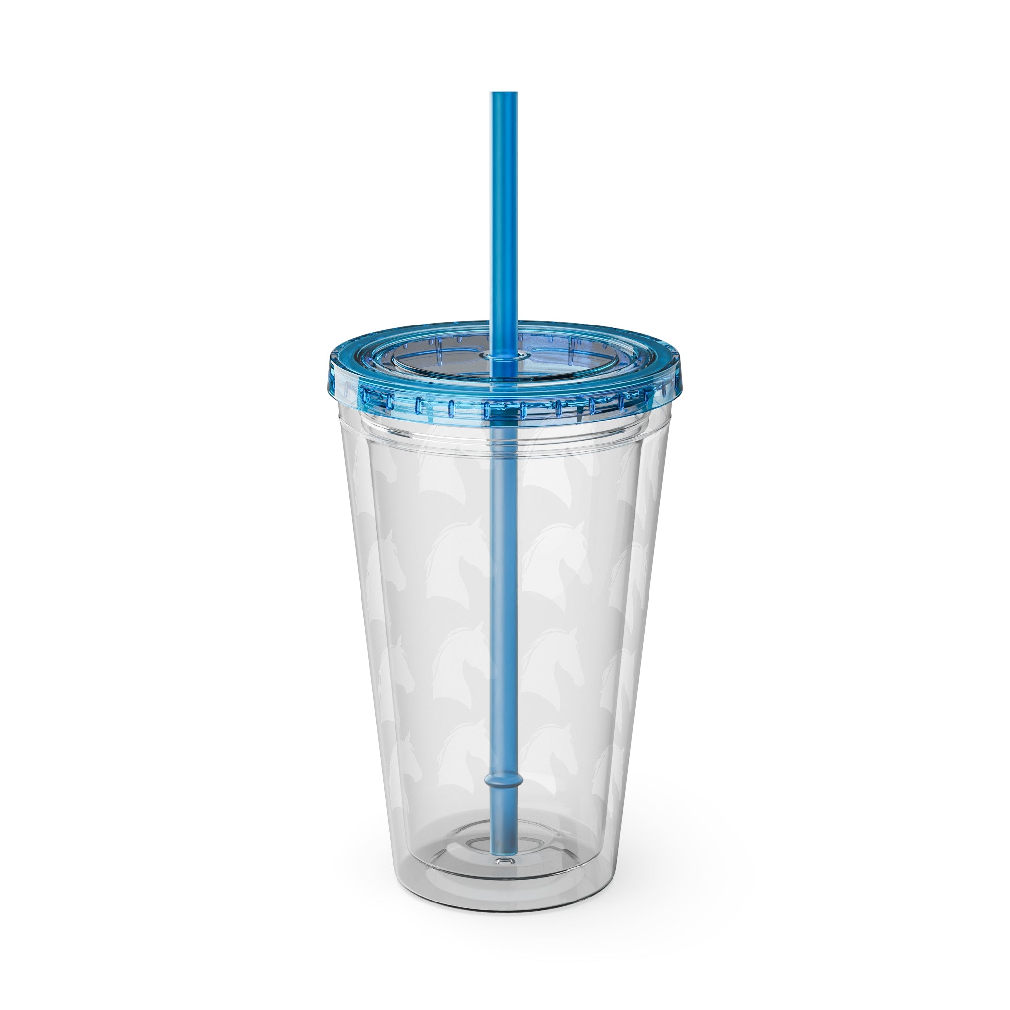 Horse Head Pattern Tumbler — 16oz Insulated Straw Cup