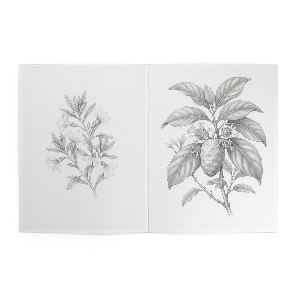 Tropical Blooms Mini Grayscale Coloring Book for Adults | Botanical Flower Coloring Book