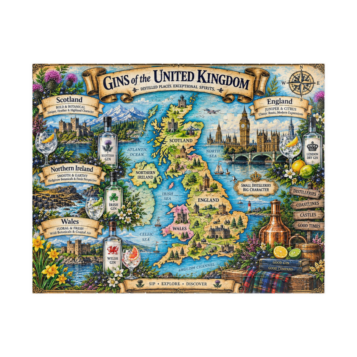 Gins of the United Kingdom jigsaw puzzle map