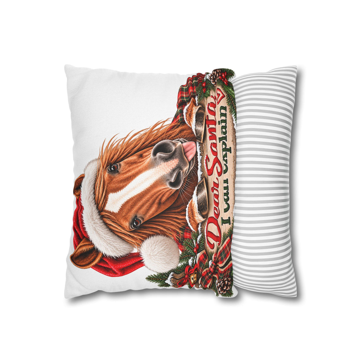 Dear Santa I Can Explain Horse Pillowcase | Funny Equestrian Christmas Pillow Cover | Horse Lover Holiday Decor | Christmas Horse Gift