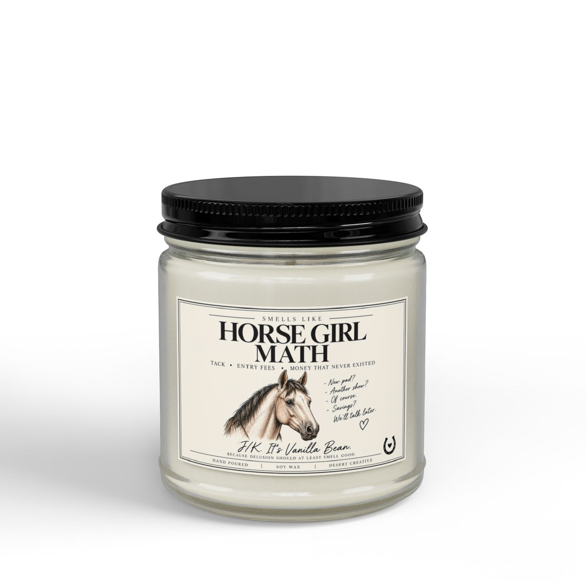 Horse Girl Math Vanilla Bean Candle – Funny Equestrian Gift