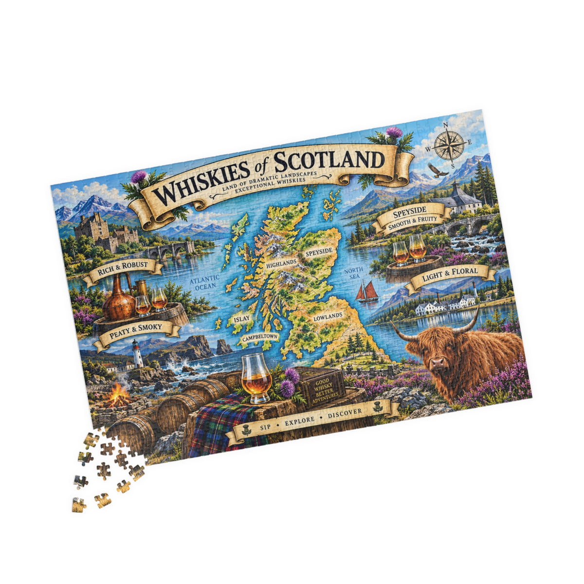 Whiskies of Scotland jigsaw puzzle map