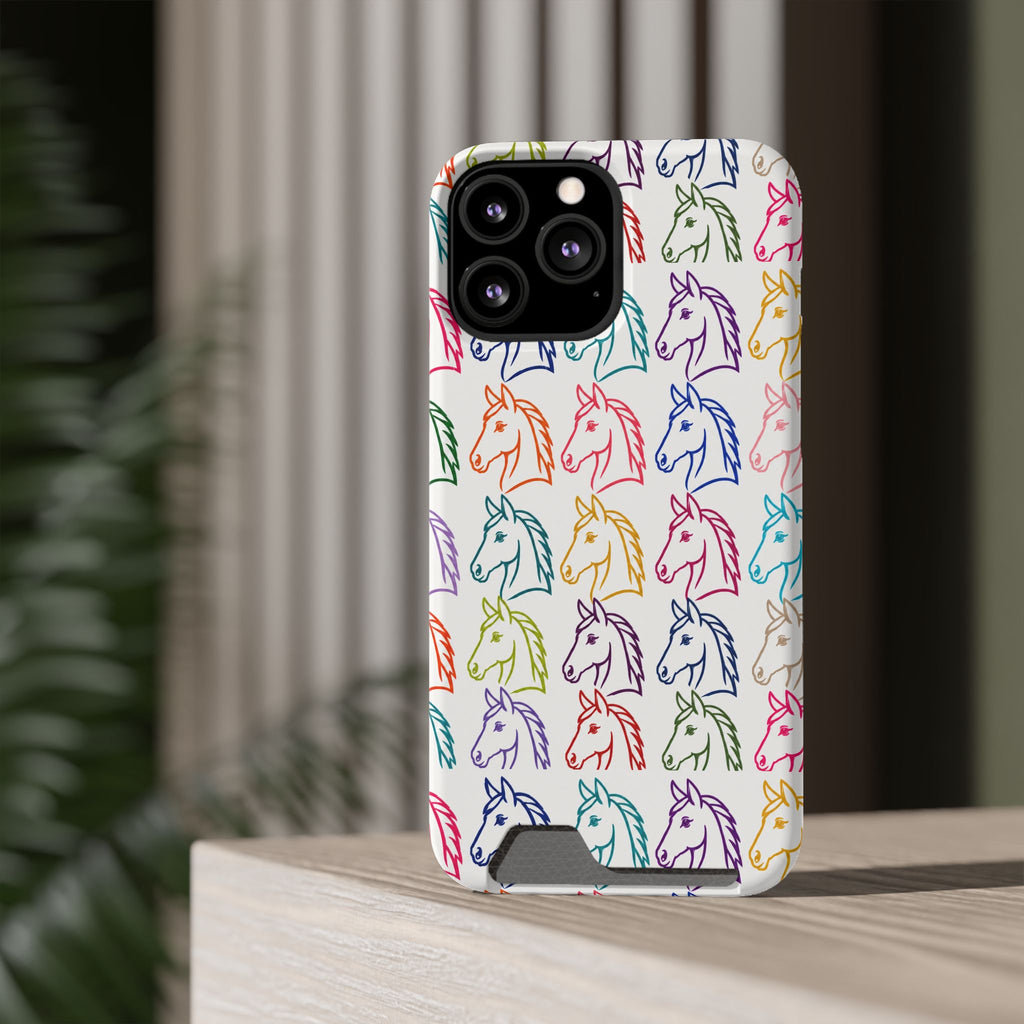 Colorful Horse Pattern Phone Case | Equestrian Horse Lover Slim Wallet Phone Case
