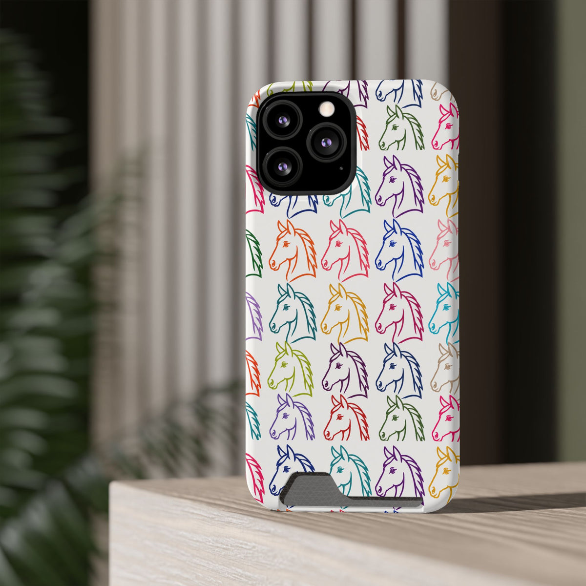 Colorful Horse Pattern Phone Case | Equestrian Horse Lover Slim Wallet Phone Case