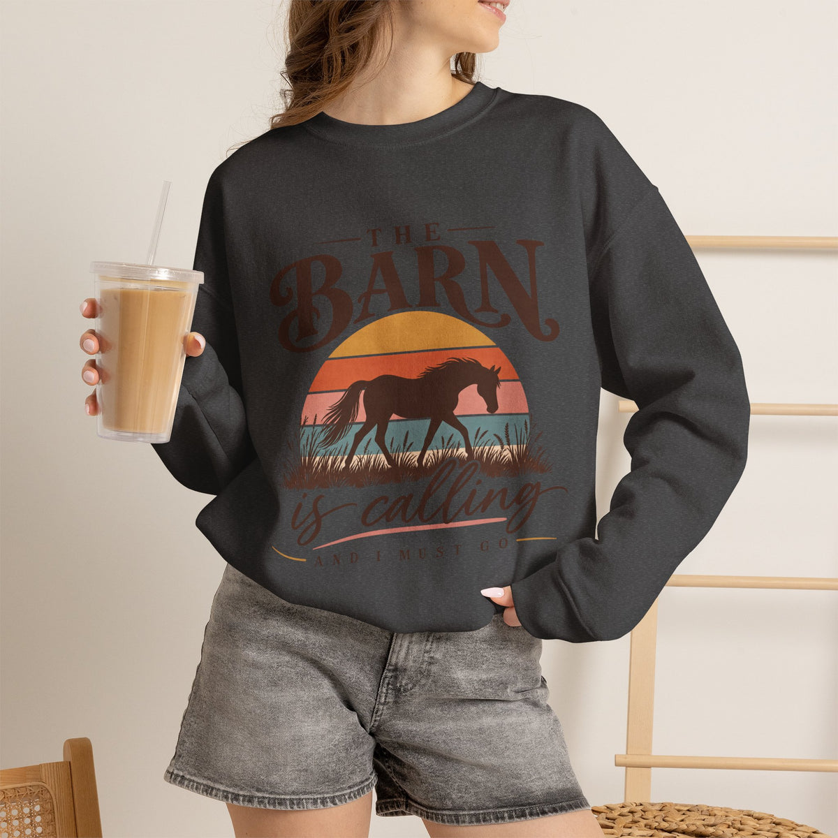 Horse Lover Sweatshirt, The Barn Is Calling Horse Sweatshirt, Equestrian Gift, Horse Girl Shirt, Barn Life Sweatshirt, Western Horse Gift