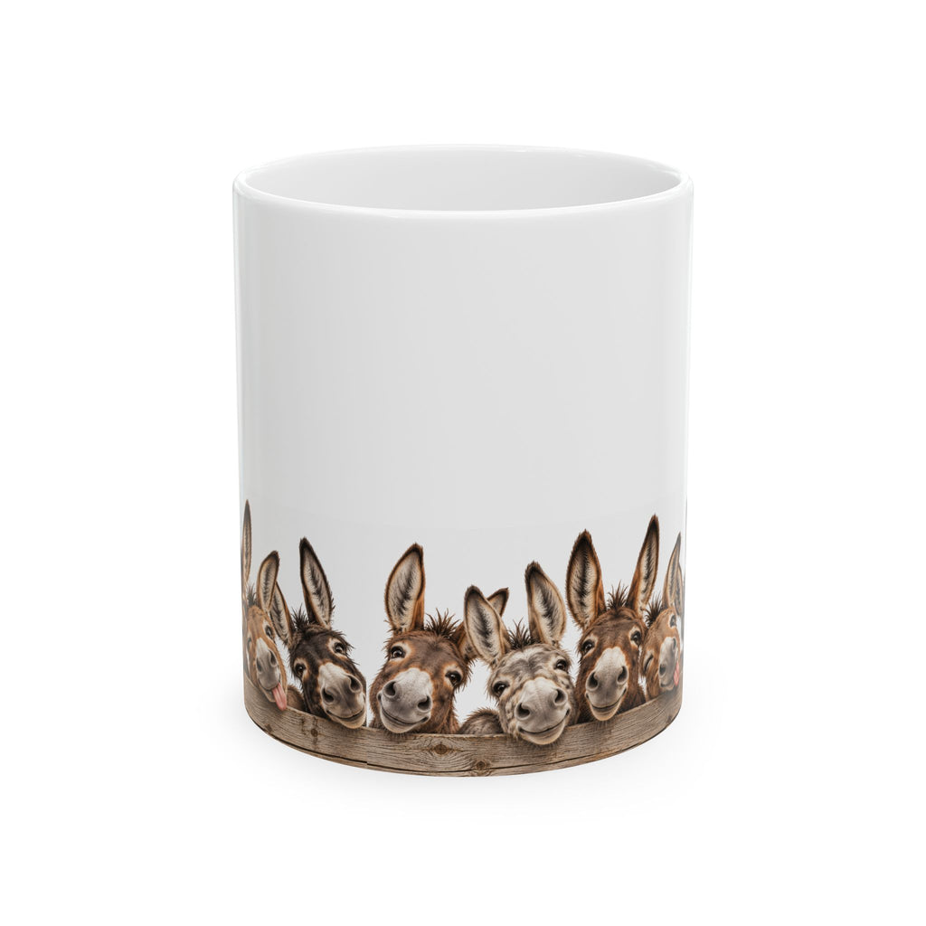 Donkey Friends Ceramic Mug (11oz & 15oz) - Cute Farm Animal Coffee Cup