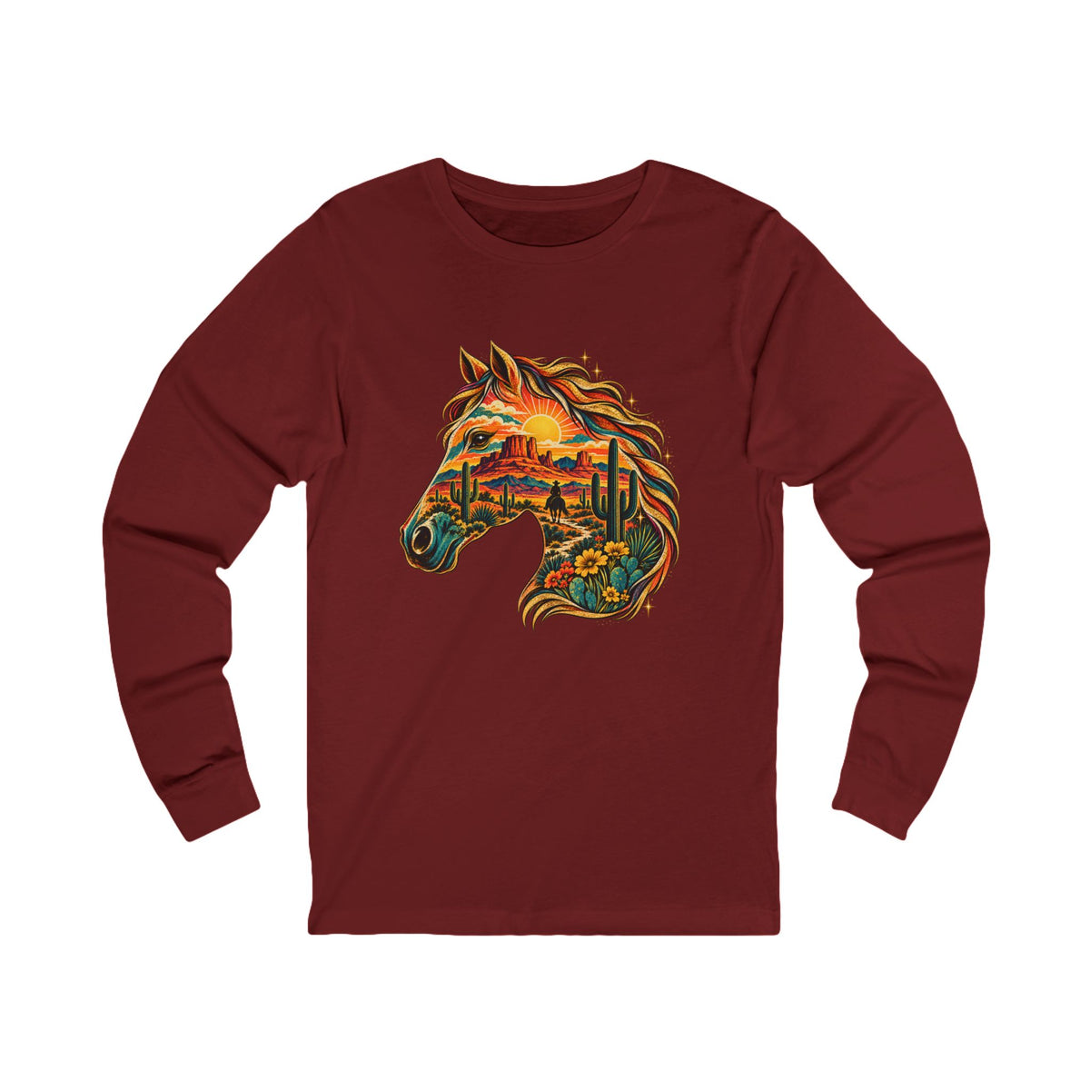 Western Horse T-Shirt – Colorful Desert Horse Graphic Tee, Southwestern Equestrian Shirt, Horse Lover Gift
