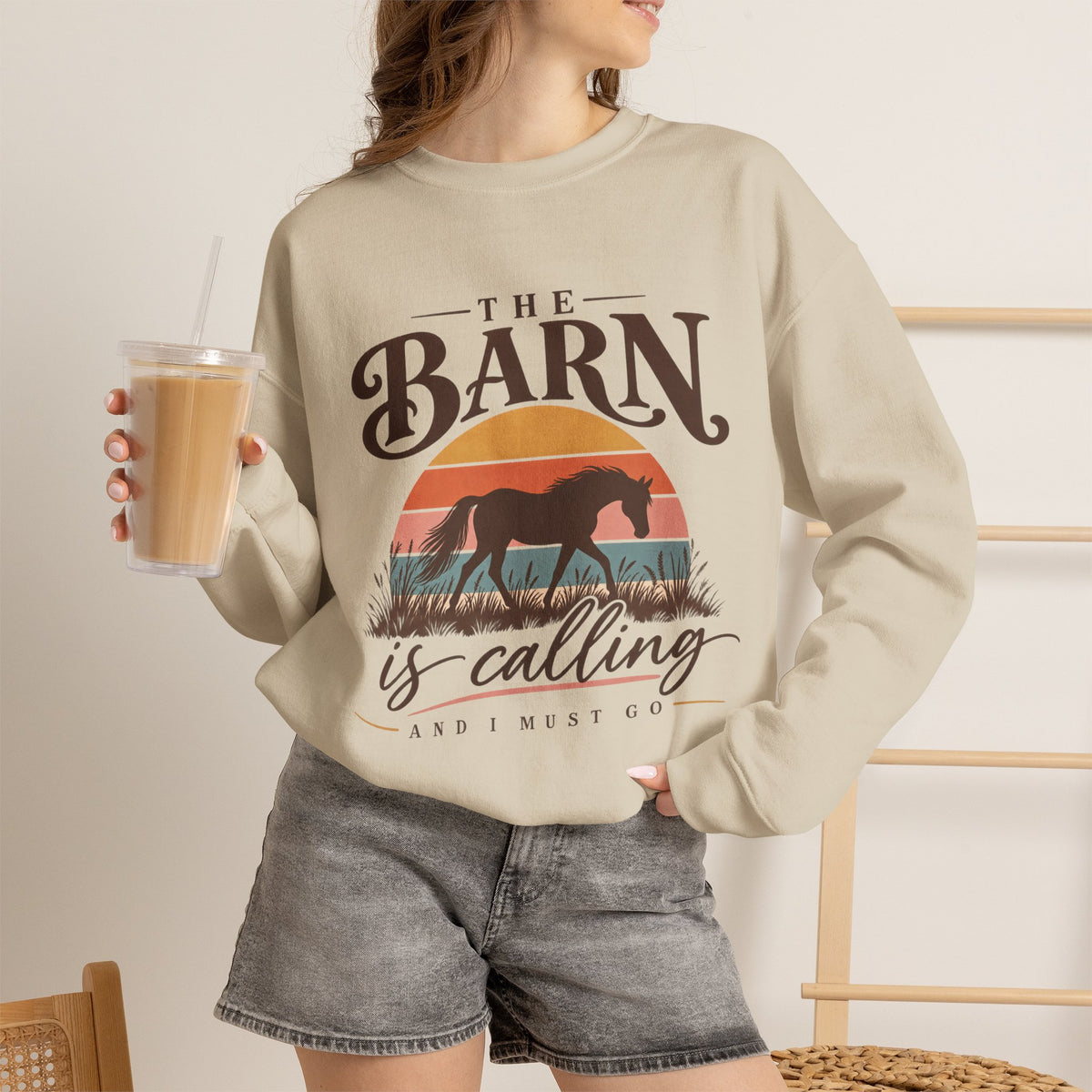 Horse Lover Sweatshirt, The Barn Is Calling Horse Sweatshirt, Equestrian Gift, Horse Girl Shirt, Barn Life Sweatshirt, Western Horse Gift