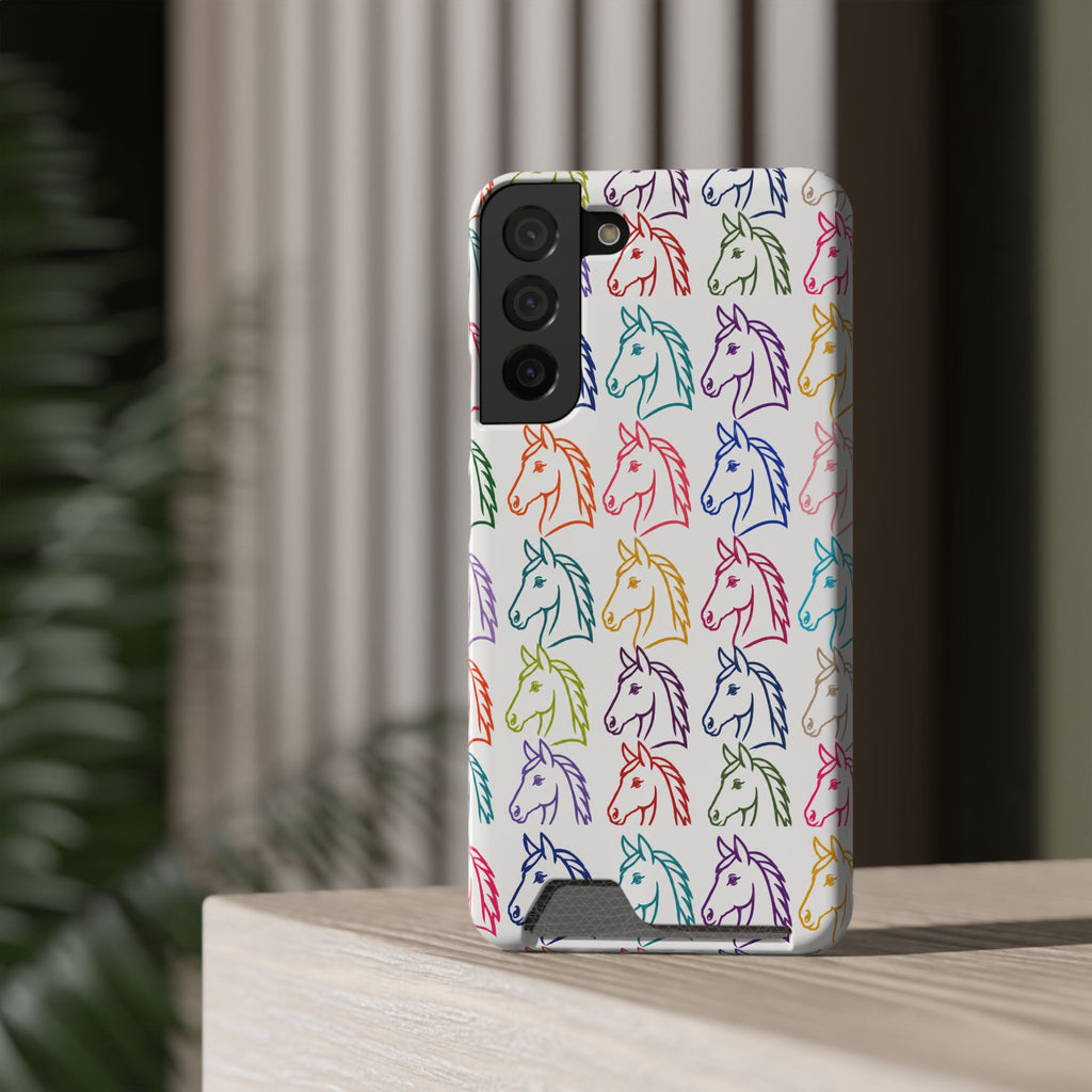 Colorful Horse Pattern Phone Case | Equestrian Horse Lover Slim Wallet Phone Case