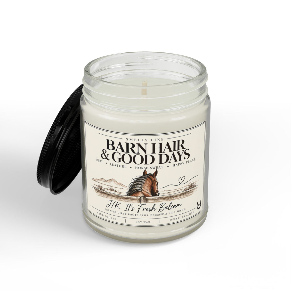 Barn Hair & Good Days Fresh Balsam Candle – Funny Equestrian Gift
