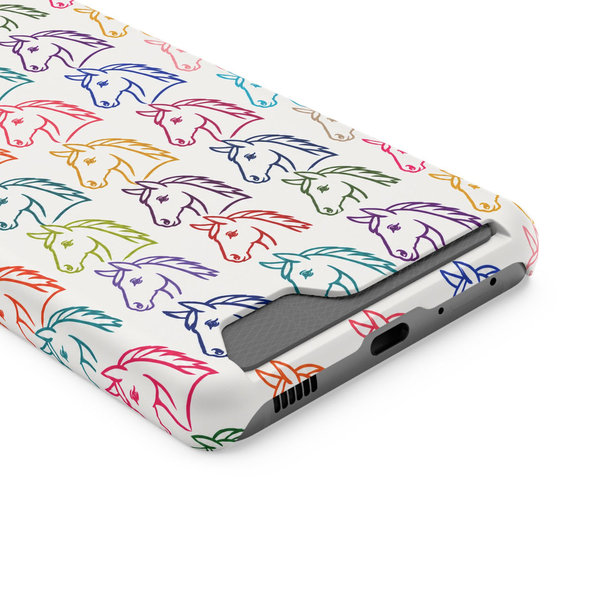 Colorful Horse Pattern Phone Case | Equestrian Horse Lover Slim Wallet Phone Case